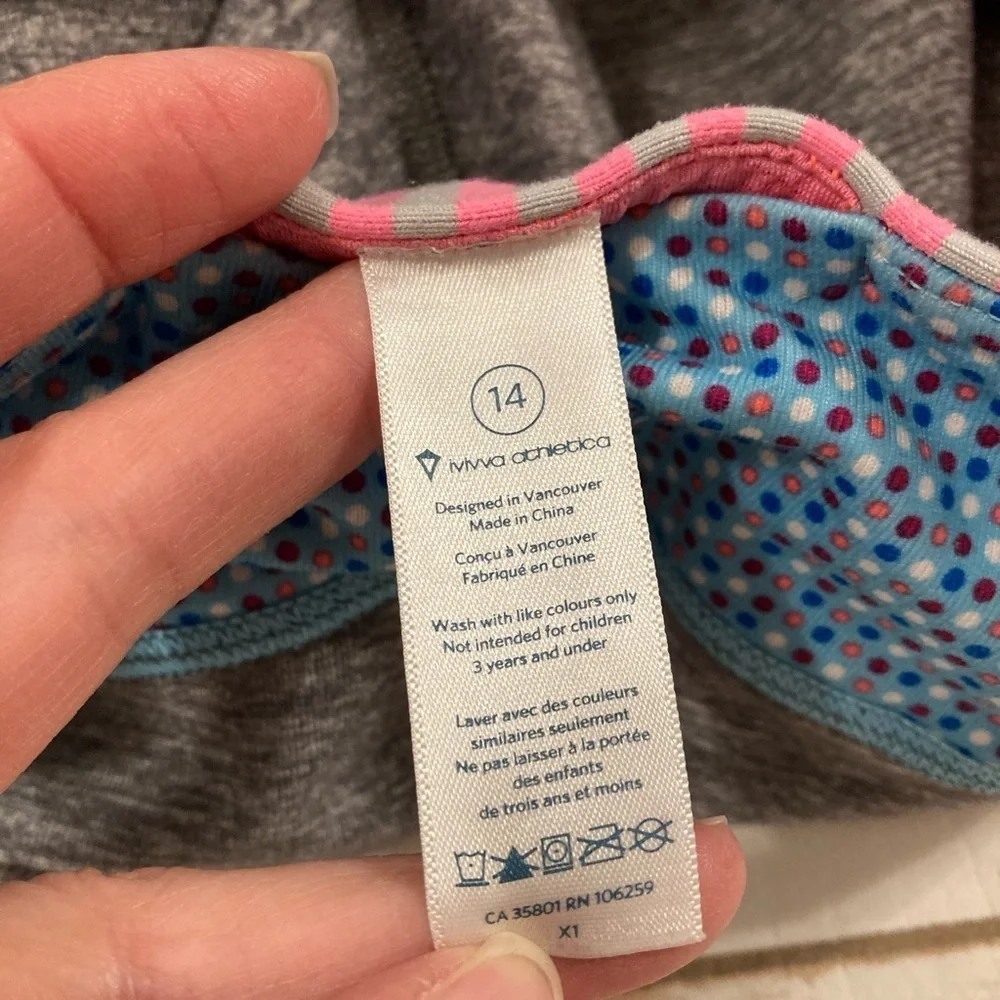 Lululemon Ivivva Girls Gray Rythmic Cropped Reversible Leggings Size 14
